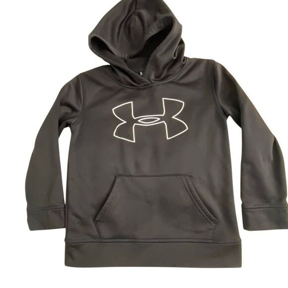 Under Armour Other - EUC! Under Armour Black Logo Hooded Sweatshirt - Size 6